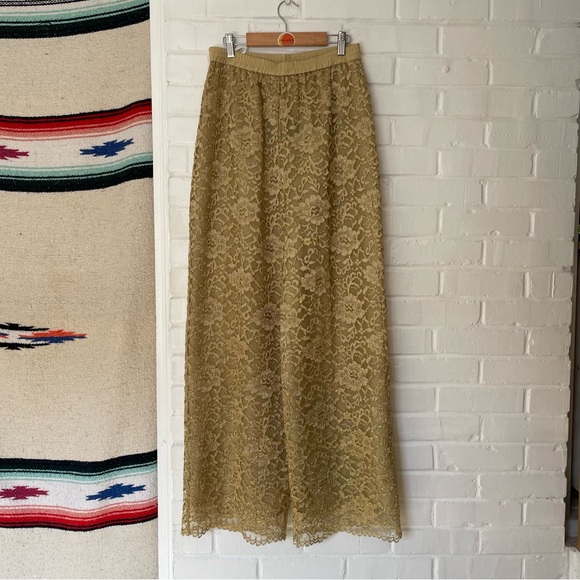 Theo Miles Vintage Gold Lace Slacks Women’s Size Med NWT...